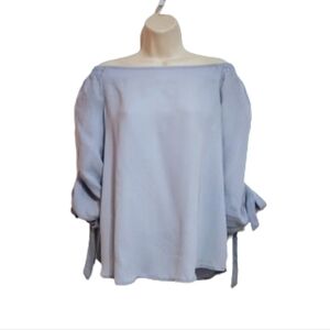 Vine And Love Blue Off The Shoulder Blouse Large